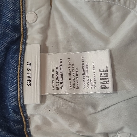 PAIGE Jeans Women's sz 29 Sarah Slim High Rise Denim Jeans - Picture 8 of 14